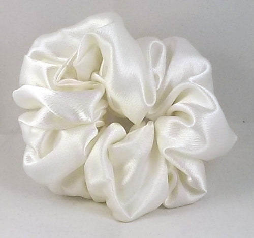 Biscuit White Satin Scrunchy - Regular