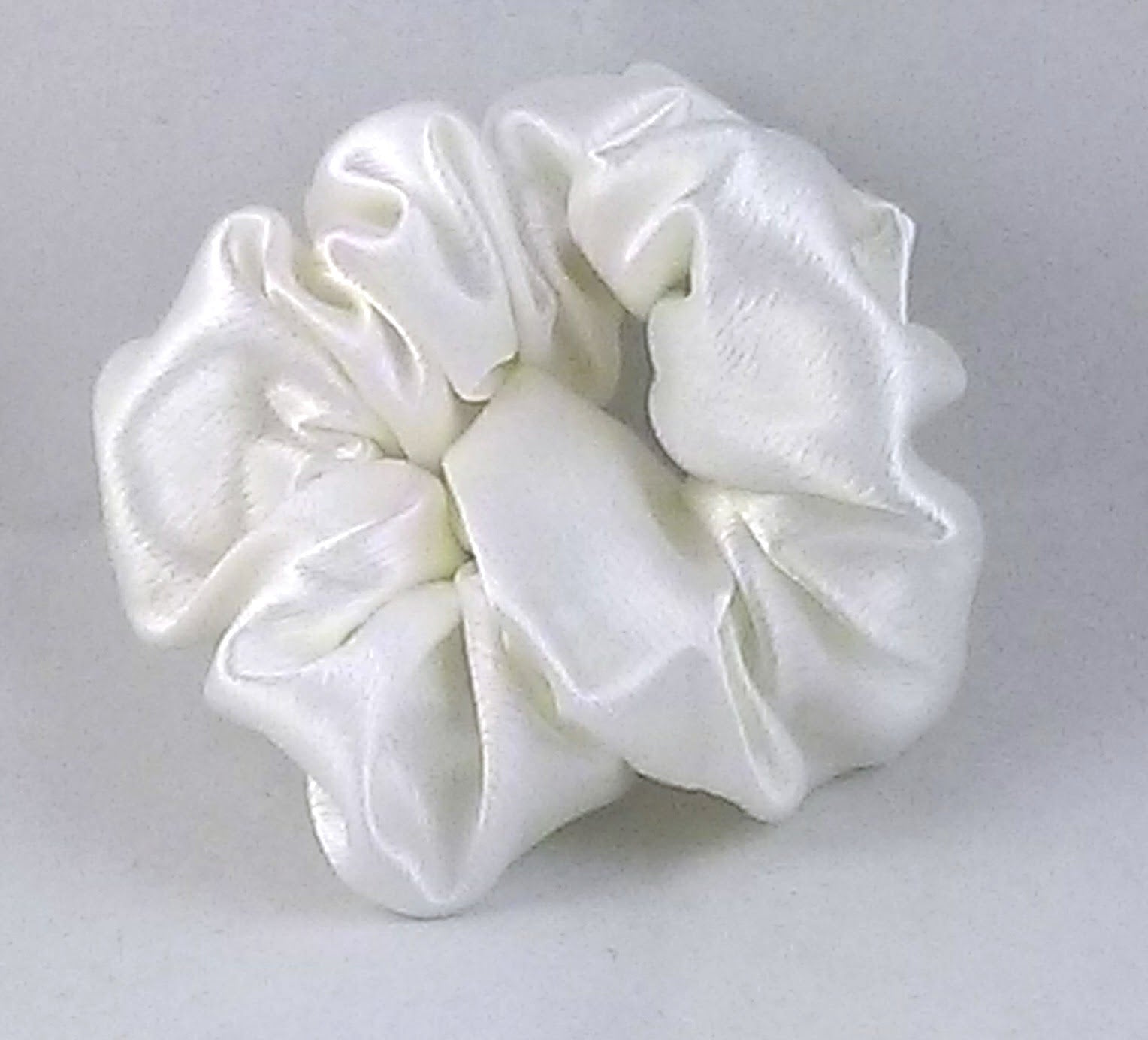 Biscuit White Satin Scrunchy - Small