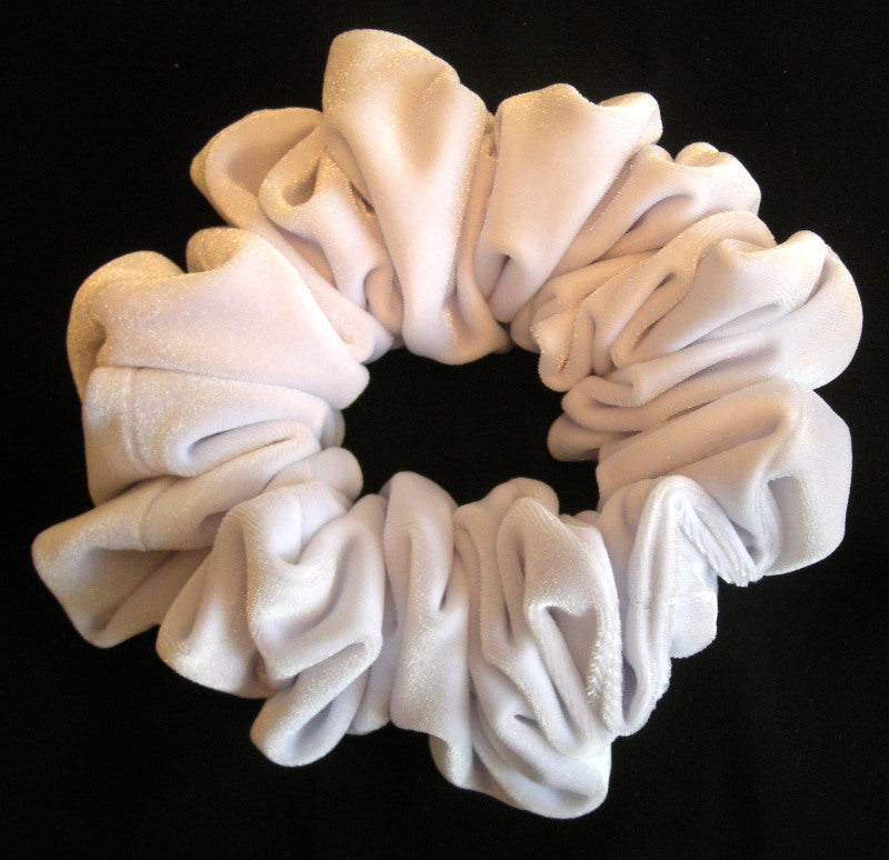 White Velvet Hair Scrunchy - Full