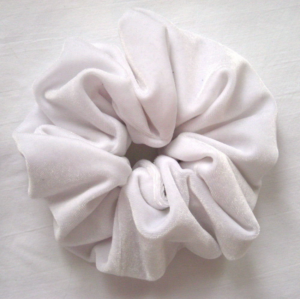White Velvet Hair Scrunchy - Large