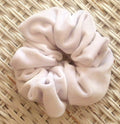 White Velvet Hair Scrunchy - Regular