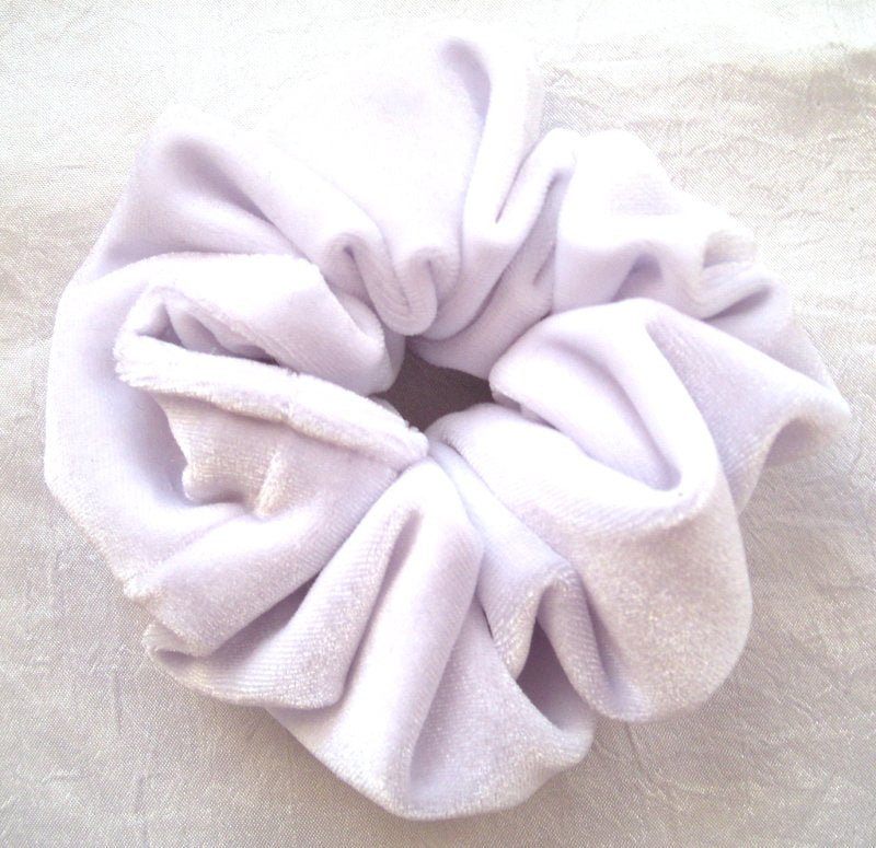 White Velvet Hair Scrunchy - Small