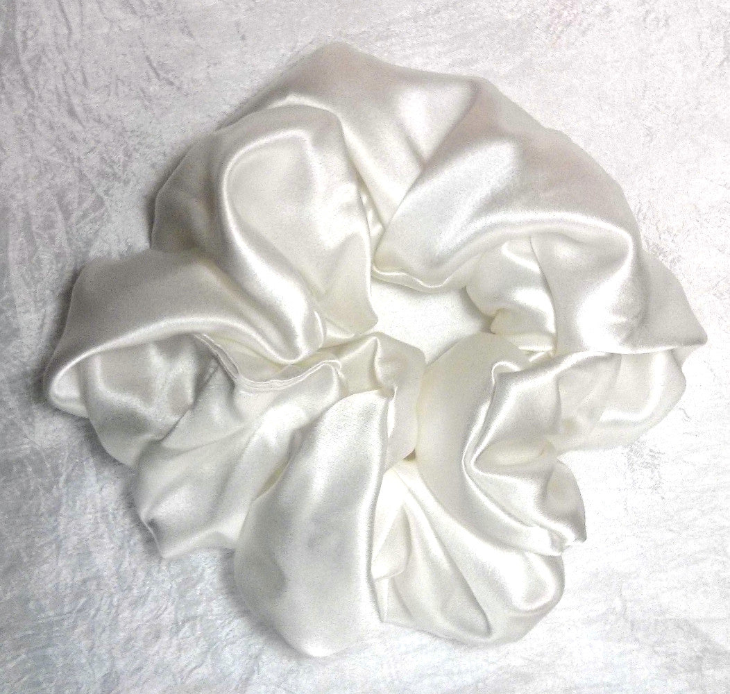 White Silk Charmeuse Scrunchy - Jumbo
