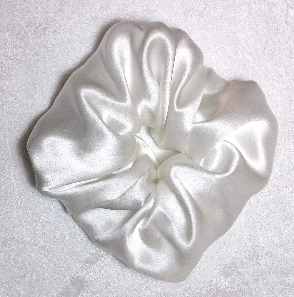 White Silk Charmeuse Scrunchy - Large