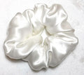 White Silk Charmeuse Scrunchy - Regular