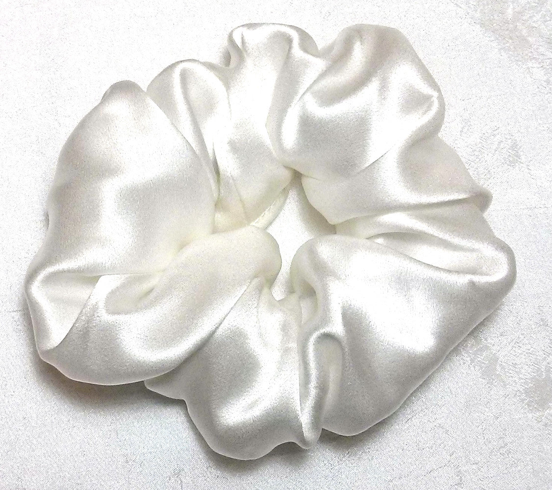 White Silk Charmeuse Scrunchy - Regular