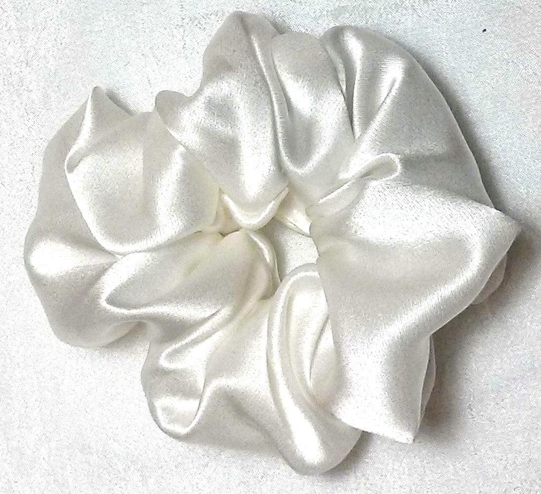 White Silk Charmeuse Scrunchy - Small