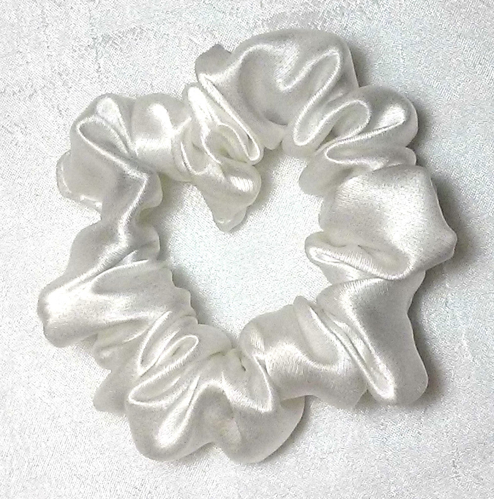White Silk Charmeuse Scrunchy - Twiggy Scrunchies