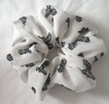 White with Black Butterfly Chiffon Hair Scrunchy - Regular