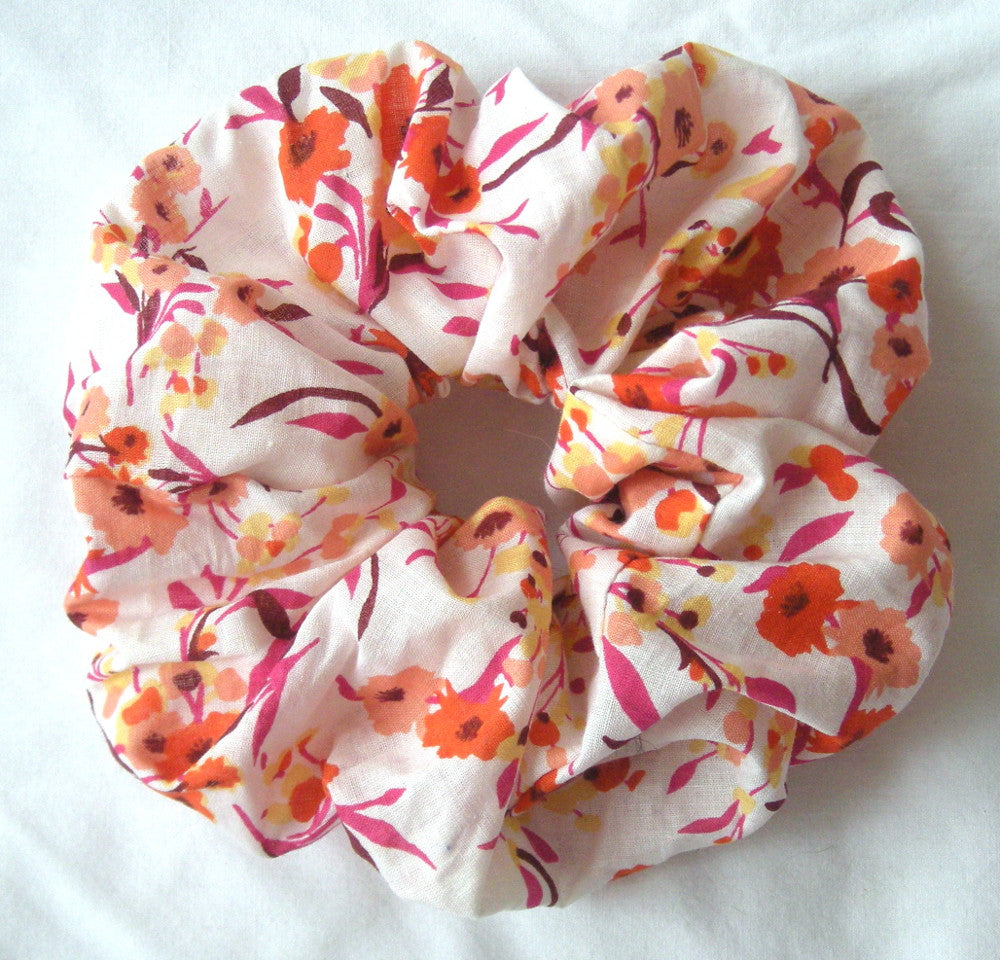 Tangerine Floral Print  Voile - Large