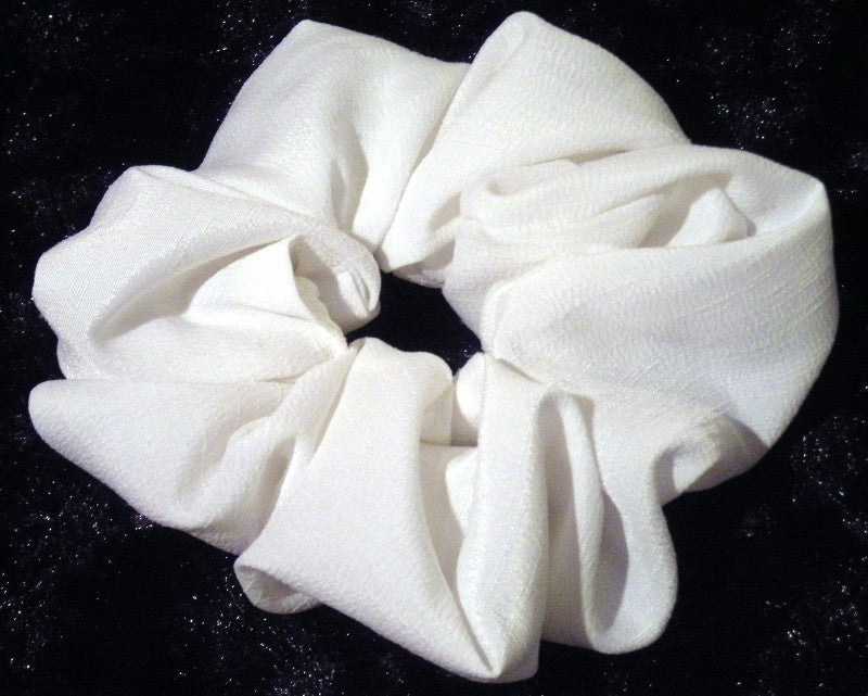 White Shantung Hair Scrunchy - Regular
