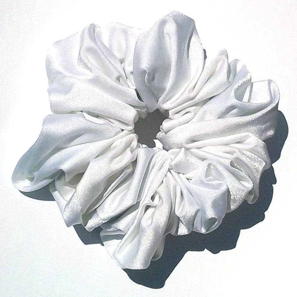 Shiny White Sports Scrunchy - Jumbo