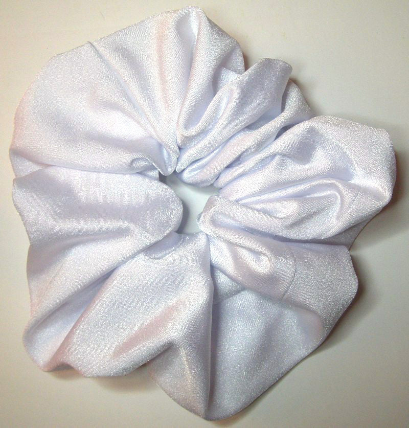 Shiny White Sports Scrunchy - Large