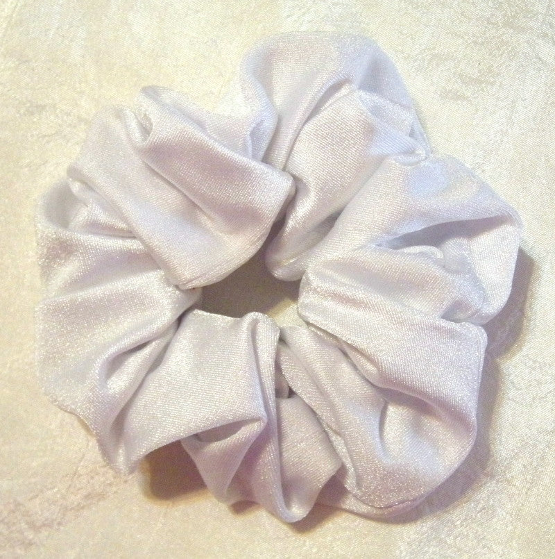 Shiny White Sports Scrunchy - Small