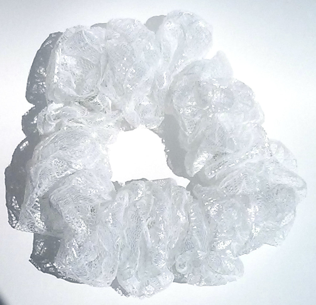 White Lace Hair Scrunchy - Full