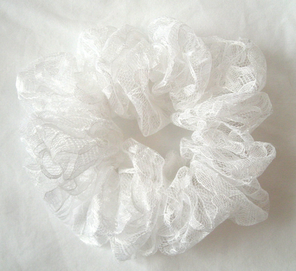 White Lace Hair Scrunchy - Jumbo