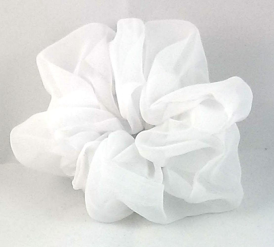 White Chiffon Hair Scrunchie - Regular