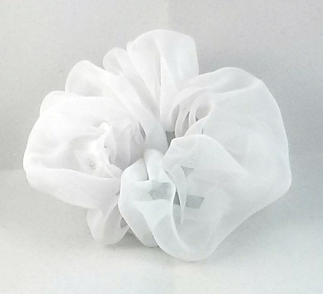 White Chiffon Hair Scrunchie - Small