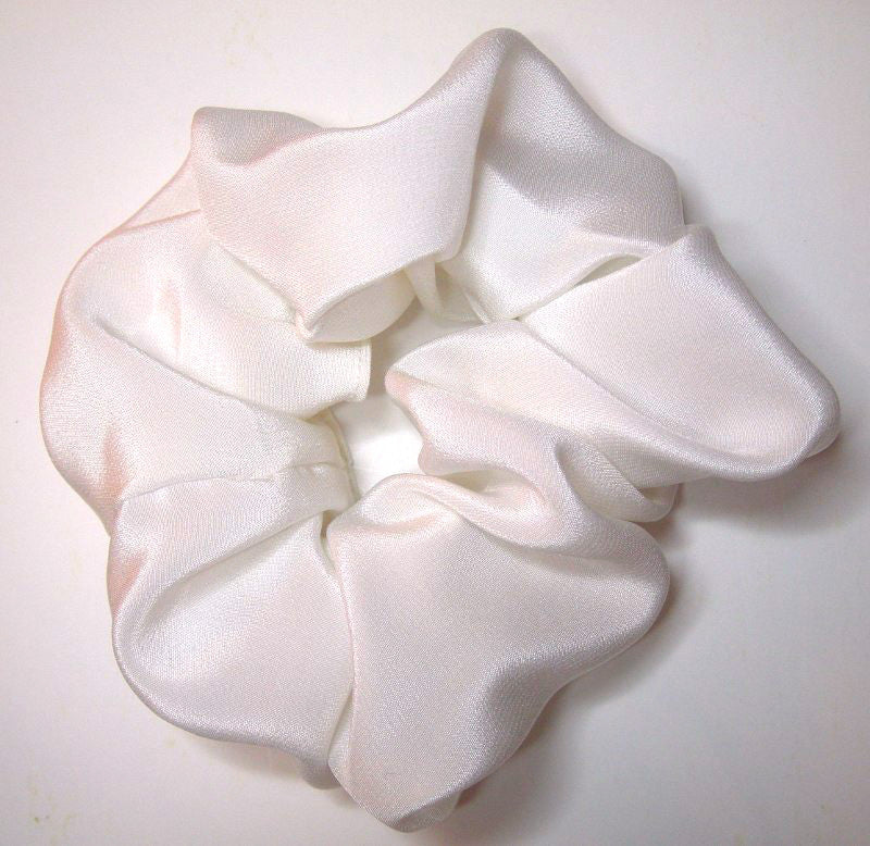 White Silk Crepe de Chine Hair Scrunchy - Regular