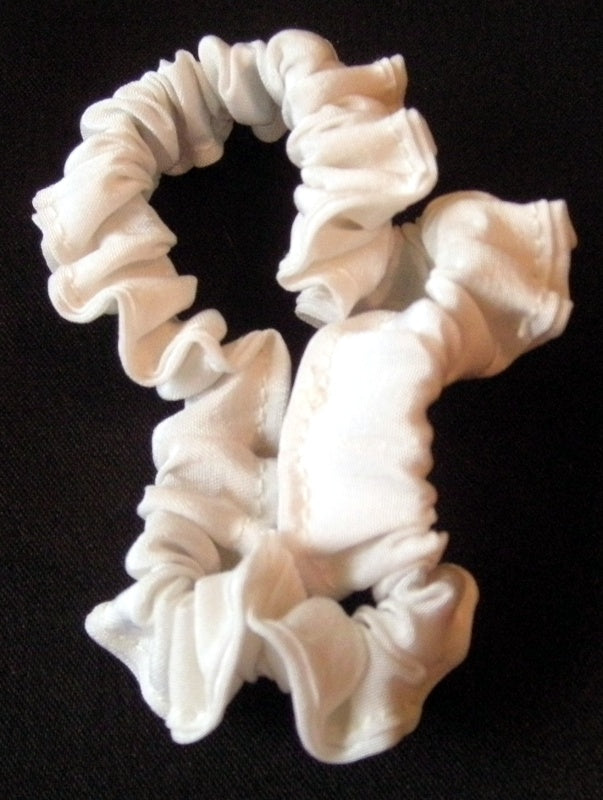 White Silk Crepe de Chine Hair Scrunchy - Skinny