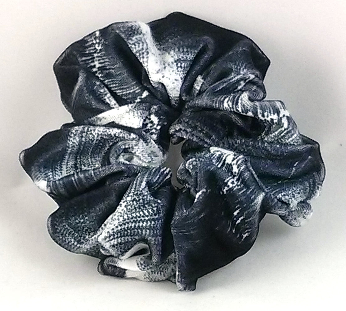 Black and White Print Velvet Scrunchies - Regular