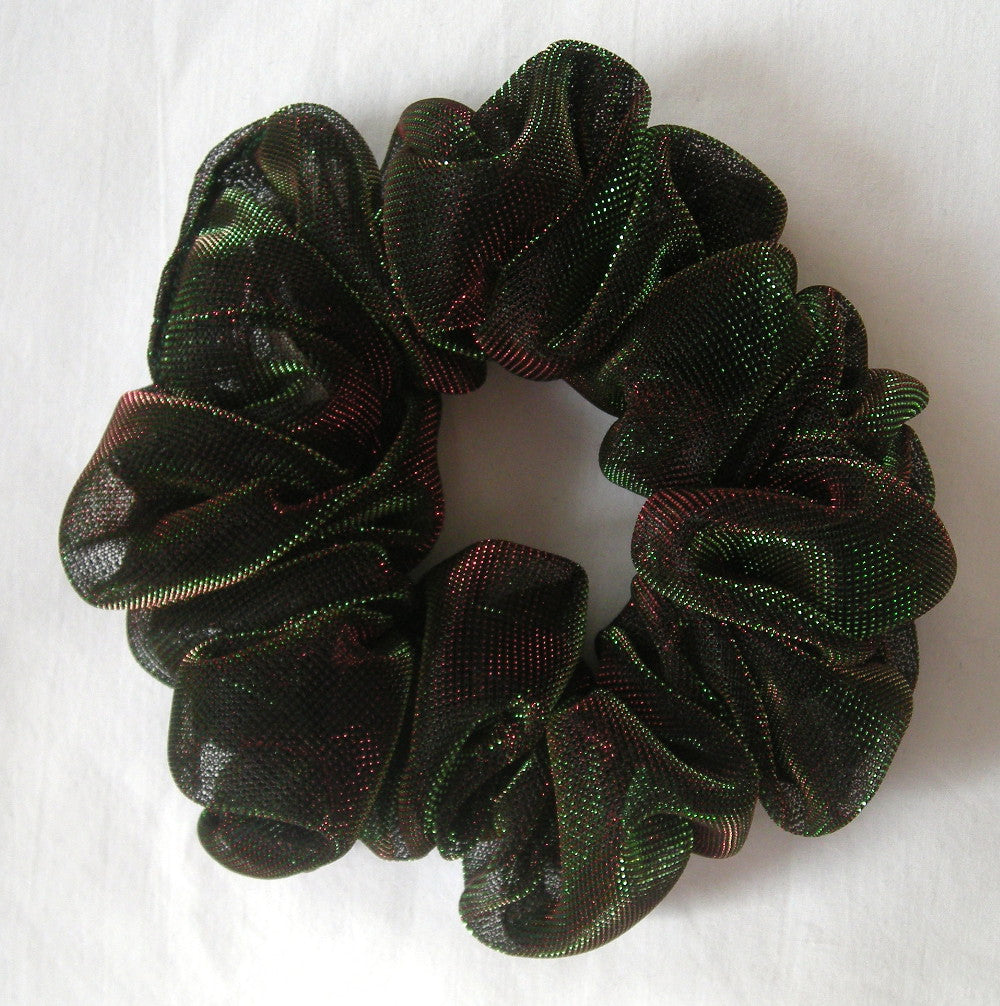 Green and Red Iridescent Hair Scrunchy - Full