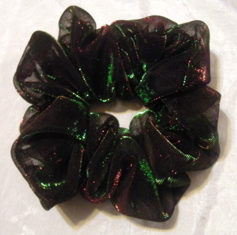 Green and Red Iridescent Hair Scrunchy - Jumbo