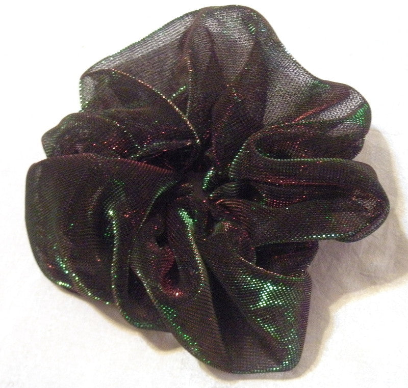 Green and Red Iridescent Hair Scrunchy - Large