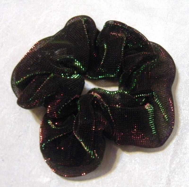 Green and Red Iridescent Hair Scrunchy - Small