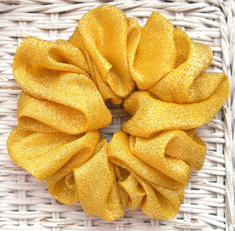 Yellow Sparkly Hair Scrunchie - Jumbo