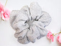 Celestial Shimmer: Silver & White Sparkle Hair Scrunchy - Elevate Your Hairstyle with Radiant Elegance! - Regular