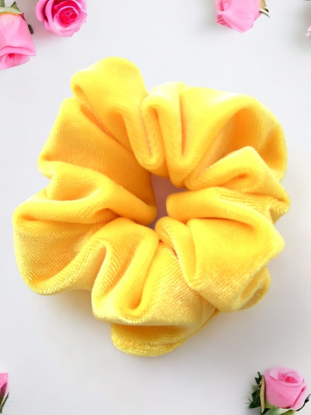 Radiant Yellow Velvet Hair Scrunchy - Luxurious Elegance in Six Sizes - Small