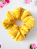 Radiant Yellow Velvet Hair Scrunchy - Luxurious Elegance in Six Sizes - Twiggy Scrunchies