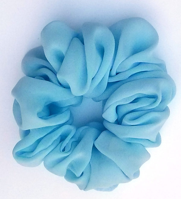 Baby Blue Chiffon Hair Scrunchy-Full