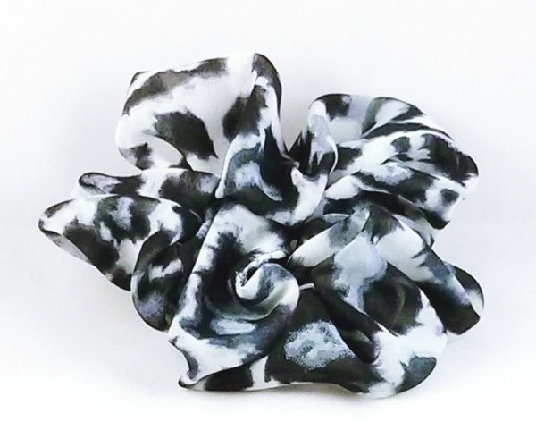 Black and Gray Cheetah Chiffon Hair Scrunchy-Regular