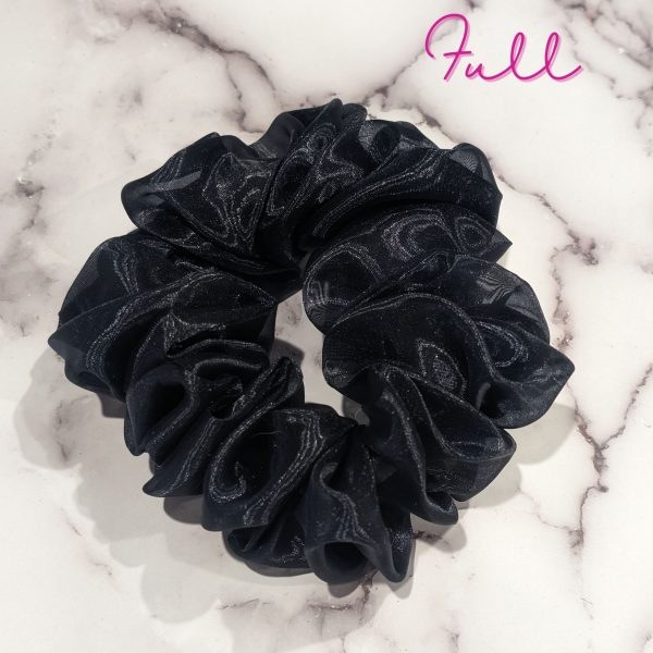 Black organza hair scrunchies - Full