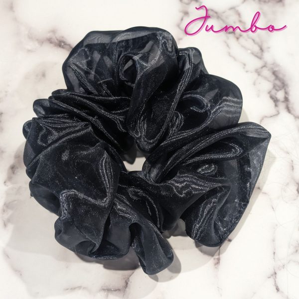 Black organza hair scrunchies - Jumbo