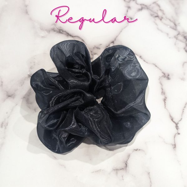 Black organza hair scrunchies - Regular