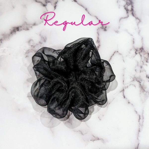 Black organza hair scrunchies - Regular