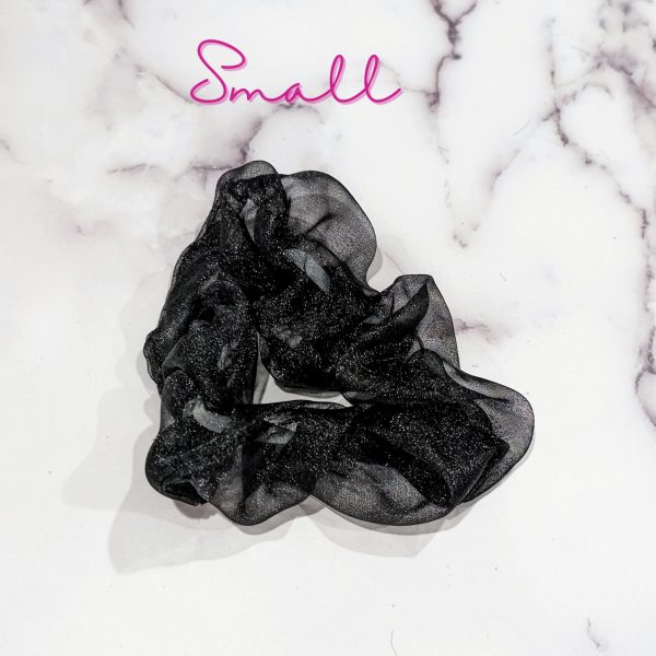 Black organza hair scrunchies - Small