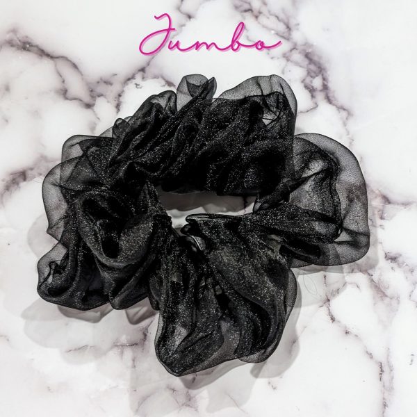 Black organza hair scrunchies - Jumbo