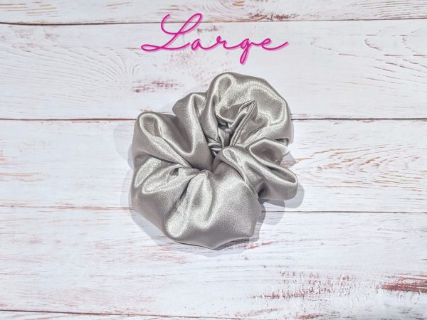 champagne satin hair scrunchies - Large size