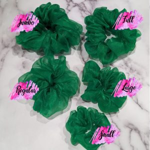 Kelly Green Organza Hair Scrunchies - all sizes