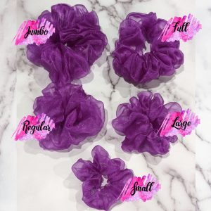 Purple Organza Hair Scrunchies - all sizes