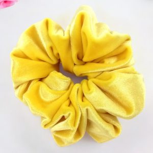 Yellow Velvet Hair Scrunchy - Regular Size