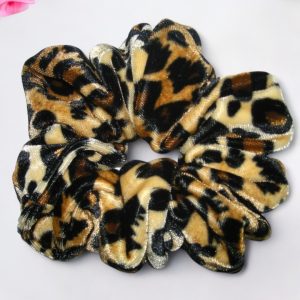 Leopard Velvet Hair Scrunchy - Regular Size