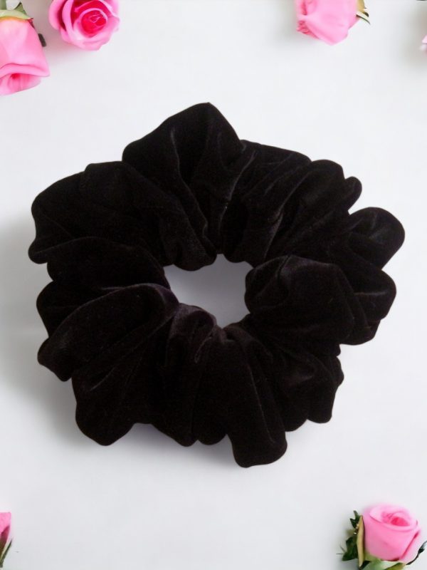 Black Velvet Hair Scrunchy - Jumbo Size