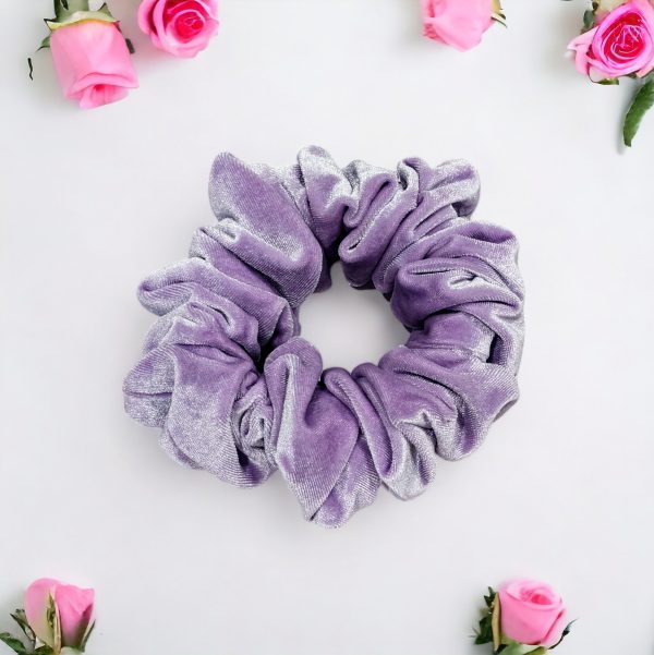 Lilac velvet hair scrunchy - full size
