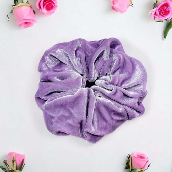 Lilac velvet hair scrunchy - large size