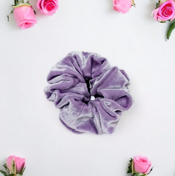 Lilac velvet hair scrunchy - small size